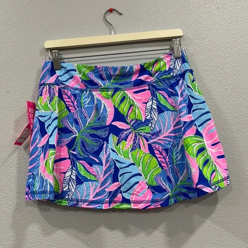 NWOT Lilly Pulitzer Luxletic Aila Skort Blue Grotto Beleaf in Yourself - Picture 2 of 4